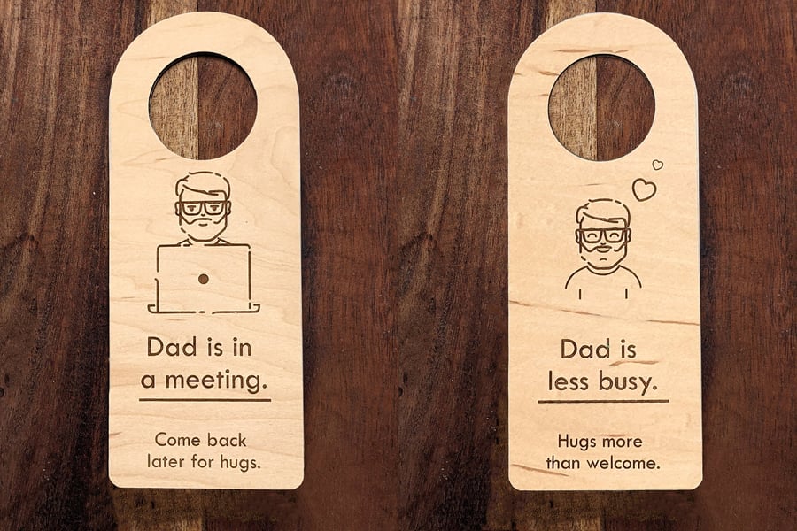 Dad is on a meeting Do Not Disturb Sign Work Wooden Door Hanger, zoom meeting