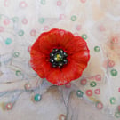 RED FIELD POPPY BROOCH Wedding Corsage Remembrance Lapel Flower Pin HAND PAINTED