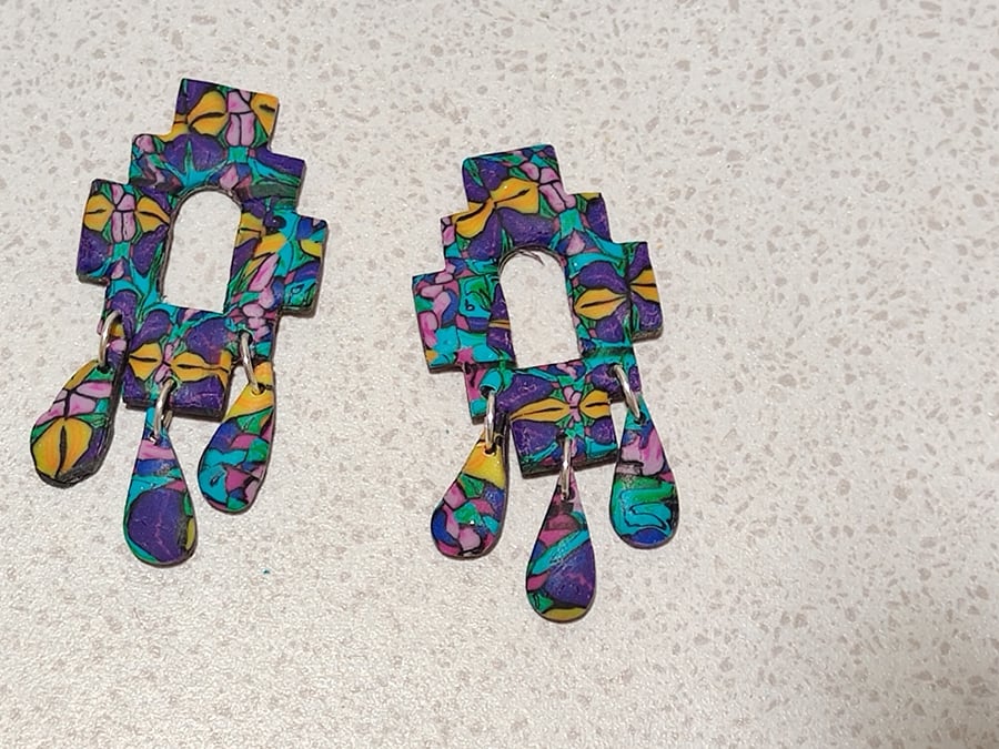 Eclectic papillon aztec dangle earrings