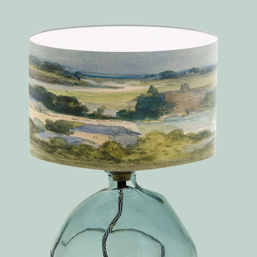 Fine Art Lampshade - Watercolor Landscape Lampshade - Countryside Lampshade 
