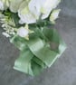 Hand Dyed Green Habotai Silk Ribbon: Bridal Bouquet Ribbon, Stationery, Cake