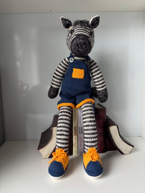Hugo, hand knitted soft Zebra