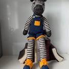 Hugo, hand knitted soft Zebra