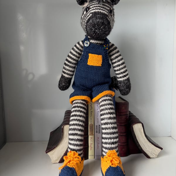 Hugo, hand knitted soft Zebra