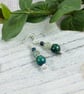 Earrings, Sterling Silver, Chrysocolla and Aquamarine Droppers - Image 4