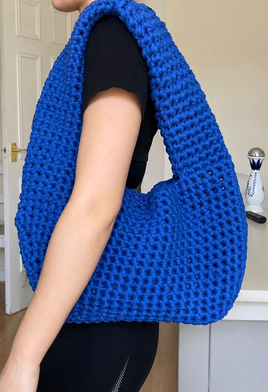 Royal Blue Crochet Shoulder Bag