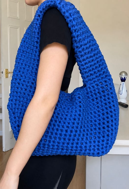Royal Blue Crochet Shoulder Bag