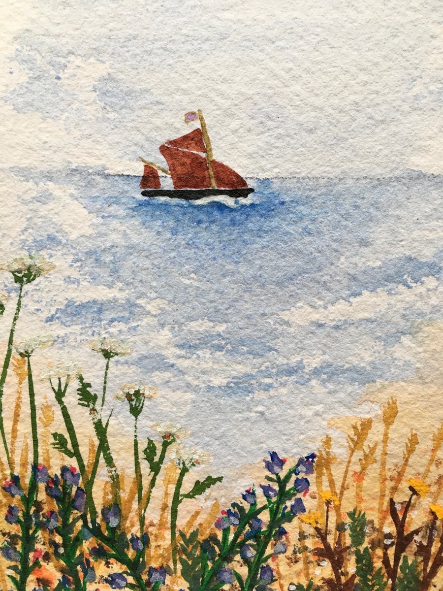 Hand painted beach scene