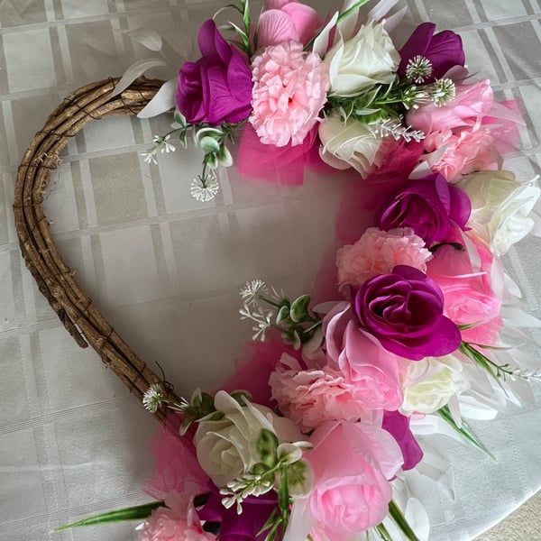 Heart grapevine door wreath