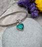Sterling Silver Wave Bangle with Aurora Opal Heart Charm - JBJ10001 - Image 3