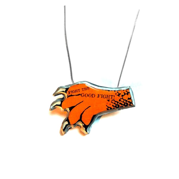 Whimsical Resin Big Cat Claw 'Fight the good fight' Necklace by EllyMental