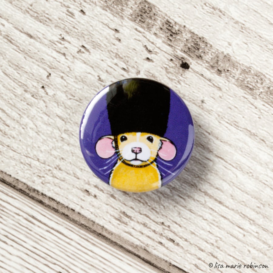 Dumbo Rat Wearing a Bearskin Hat Button Badge - 25mm
