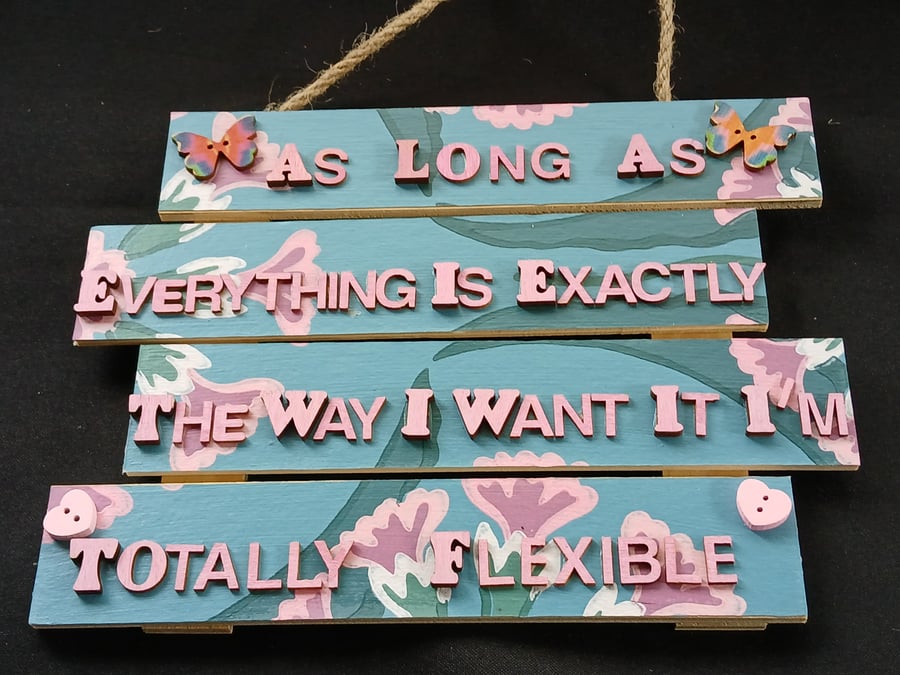 Hand decorated hanging wooden sign 
