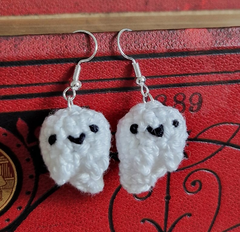Ghost earrings, Miniature ghost, Halloween earrings, Ghost gift, Ghost jewellery