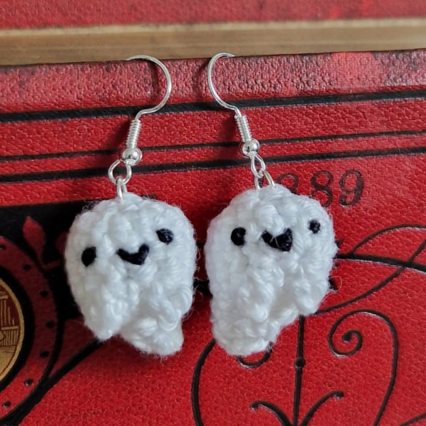 Ghost earrings, Miniature ghost, Halloween earrings, Ghost gift, Ghost jewellery