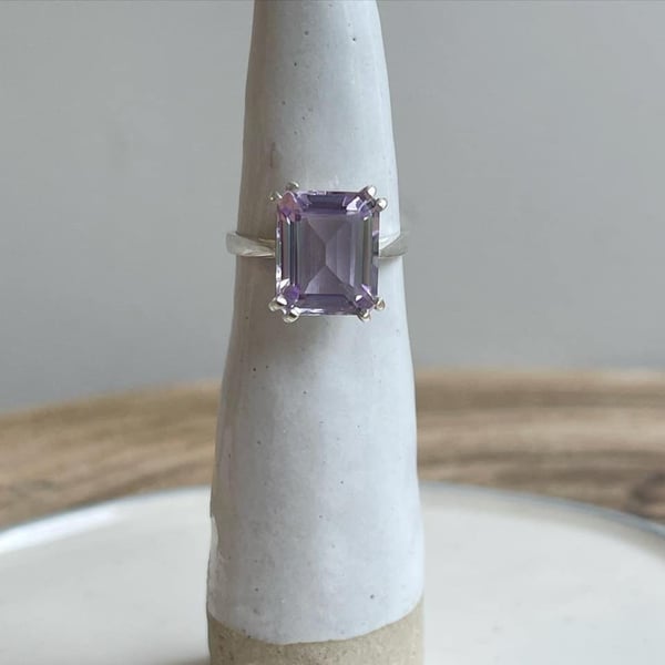 Pale Amethyst Statement Ring in Sterling Silver