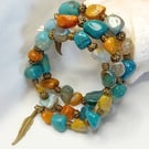 Chunky Agate & Bronze Bracelet