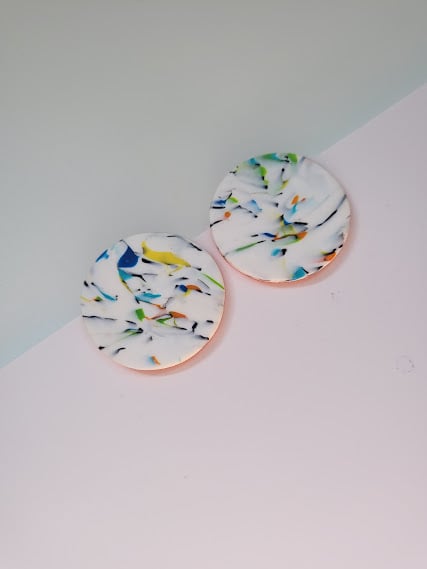 Handmade Polymer Clay Stud Earrings - Pollock" Studs