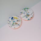 Handmade Polymer Clay Stud Earrings - Pollock" Studs