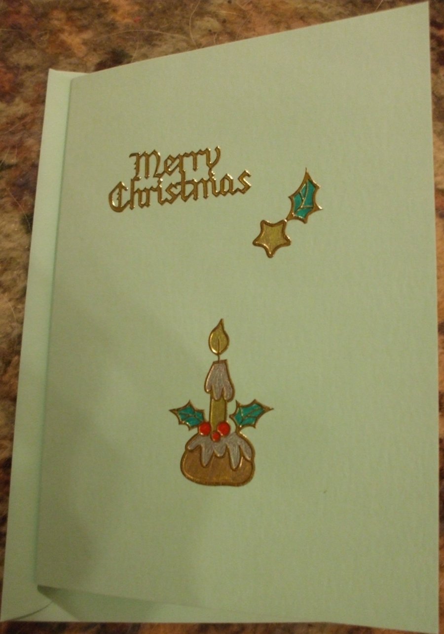 Christmas Pudding and Shooting Star Christmas Card