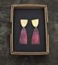 Brass  and Copper Dangle Stud  Earrings  - Image 4
