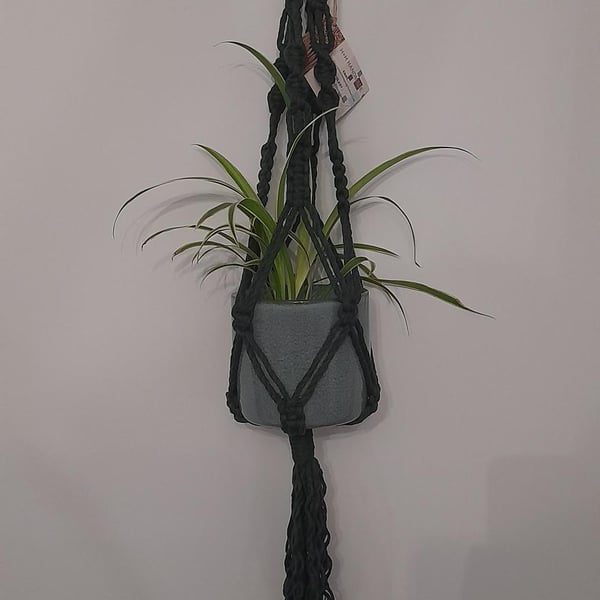Handmade Macrame Hanging Basket - Green