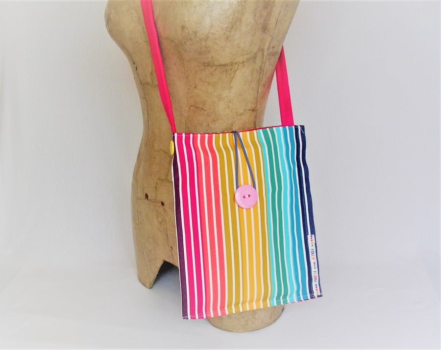 SMALL Brightly Striped BAG, simple design, lightweight cross body or shoulder