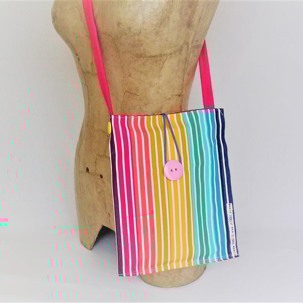 SMALL Brightly Striped BAG, simple design, lightweight cross body or shoulder