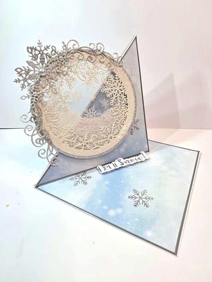 Let It Snow handmade Luxury Christmas Easel Card 