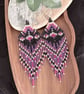 Seed Bead Fringe Earrings in Gothic Inspired Colours - Image 4