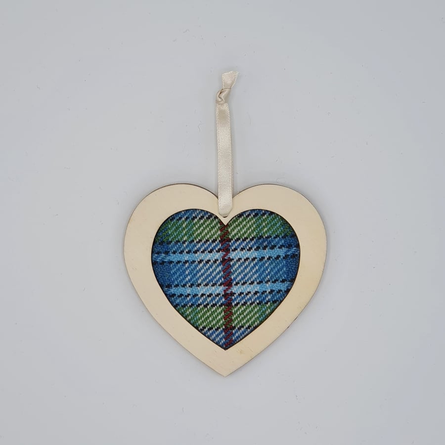 Snowdrop Tartan Handwoven Heart Decoration 