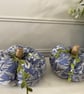 Blue and white William Morris fabric pumpkin pair 