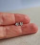 Teeny Tiny Silver Forget Me Not Flower Stud Earrings - Oxidised Fine Silver - Image 2