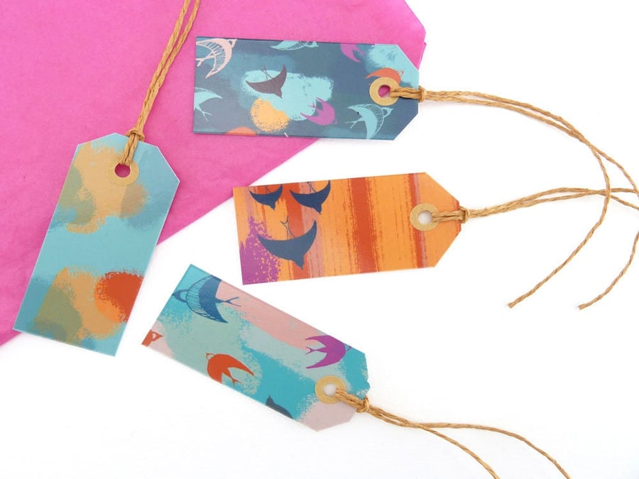 4 pack free bird colourful gift tags, swing tags