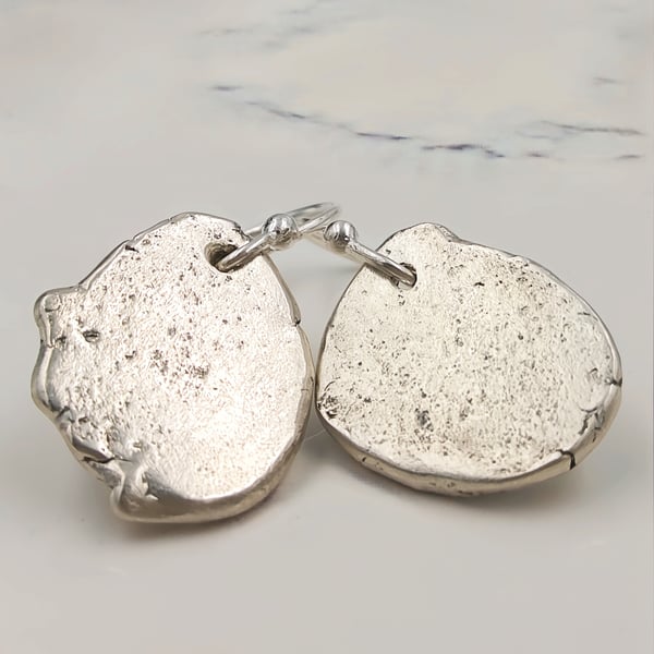 Molten Sterling Silver Drop Earrings – Organic Fluid Design