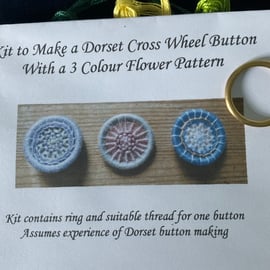 Dorset Button Flower Pattern Kit, Grass Green, Yellow and Dark Green, F5
