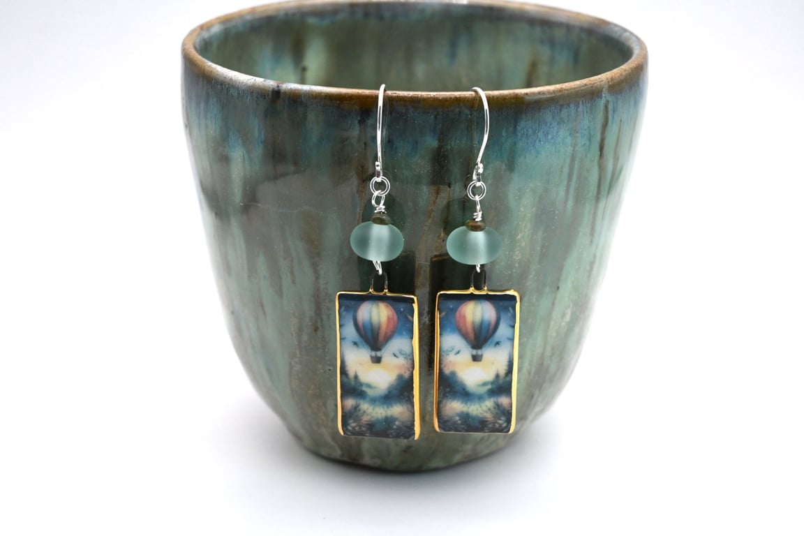 hot air balloon ceramic earrings