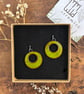 handmade Ceramic Hoop Earrings, Bright Green Clay Hoops, Made From Foraged Clay - Image 5