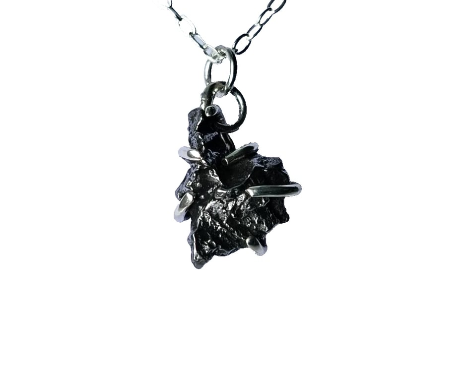 Necklace Silver Meteorite Jewellery Gift Campo del Cielo Claw Set Pendant 925