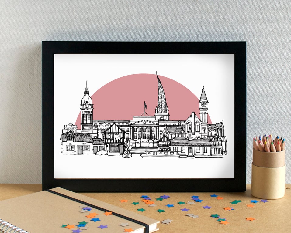 Chesterfield Skyline Art Print