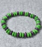 Green and Purple Wooden Rondelle Elastic Bracelet - Image 3