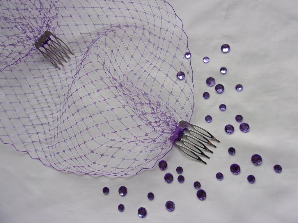 Dark Purple Birdcage Veil Classic Classic Birdcage Bandeau Bridal Veil 