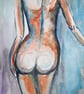 Nude Woman Standing Original Colourful Painting - Image 2