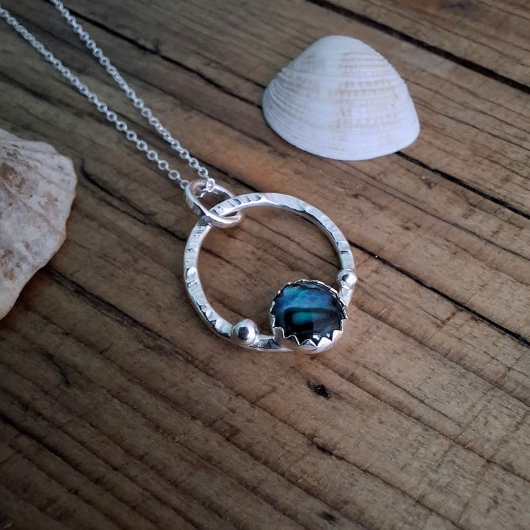 Handmade Silver Seaside Abalone Necklace