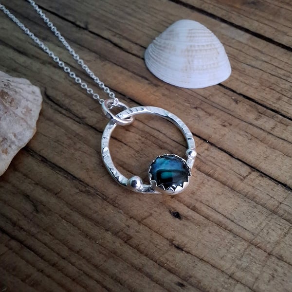 Handmade Silver Seaside Abalone Necklace