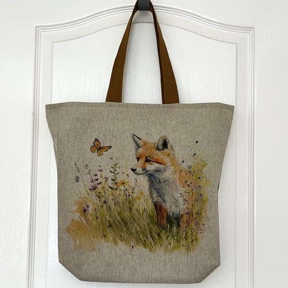 Tote Shopper Bag featuring Country Fox & Wild Flowers