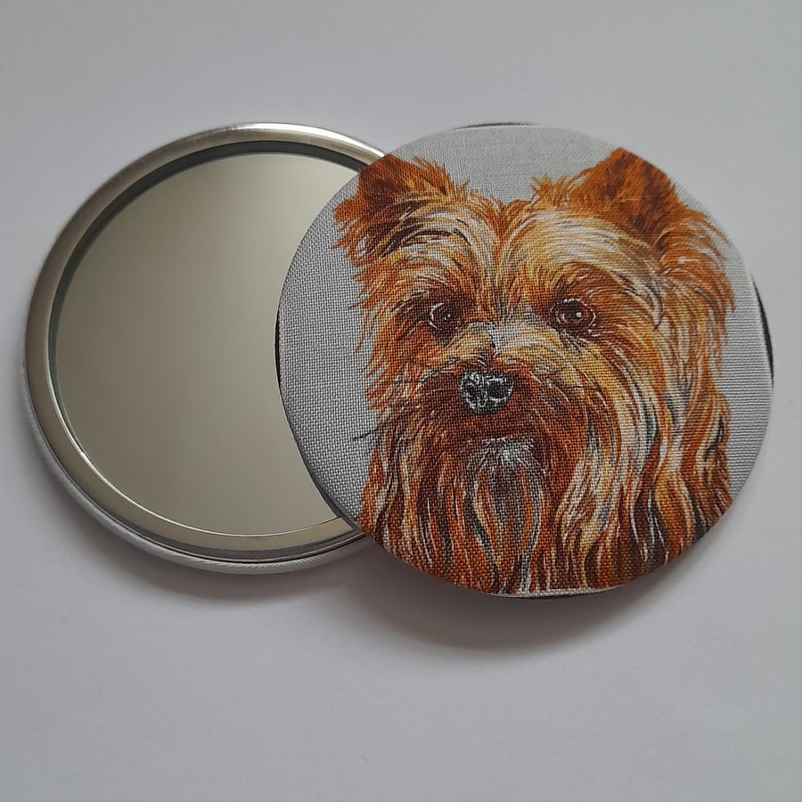 Terrier Dog Fabric Backed Pocket Mirror