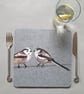 Long-tailed tits placemat, garden bird placemats