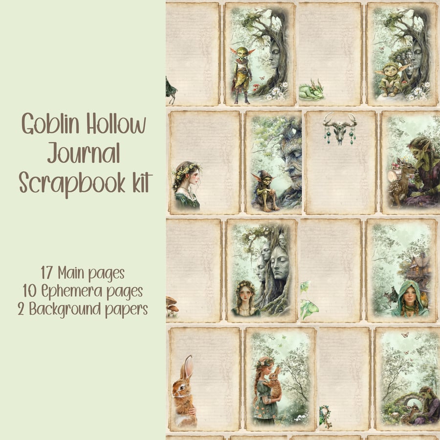 Goblin Hollow kit Scrapbooking, Ephemera, Journal, Digital Download