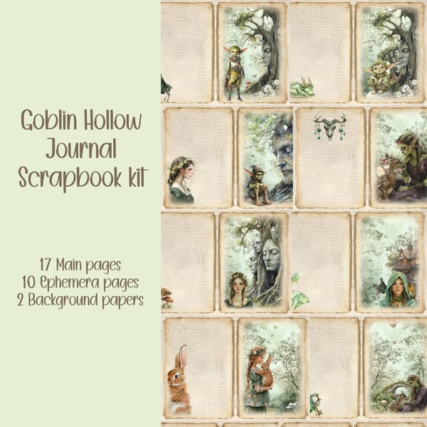 Goblin Hollow kit Scrapbooking, Ephemera, Journal, Digital Download